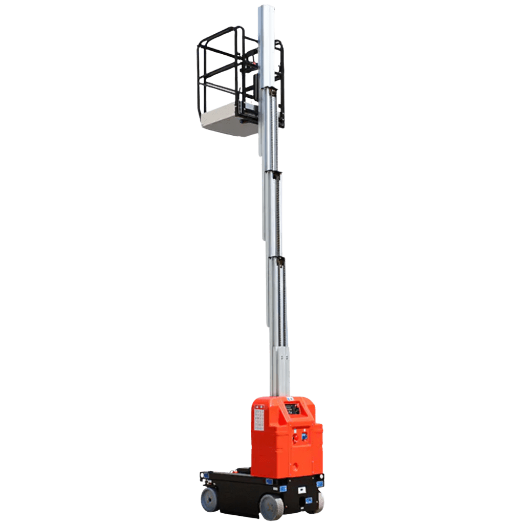 Galen Equipment AMWP7.5 compact single-person vertical mast lift for indoor maintenance