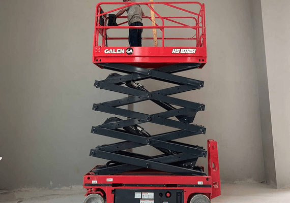 Electric scissor lift for hospital facility maintenance and indoor access