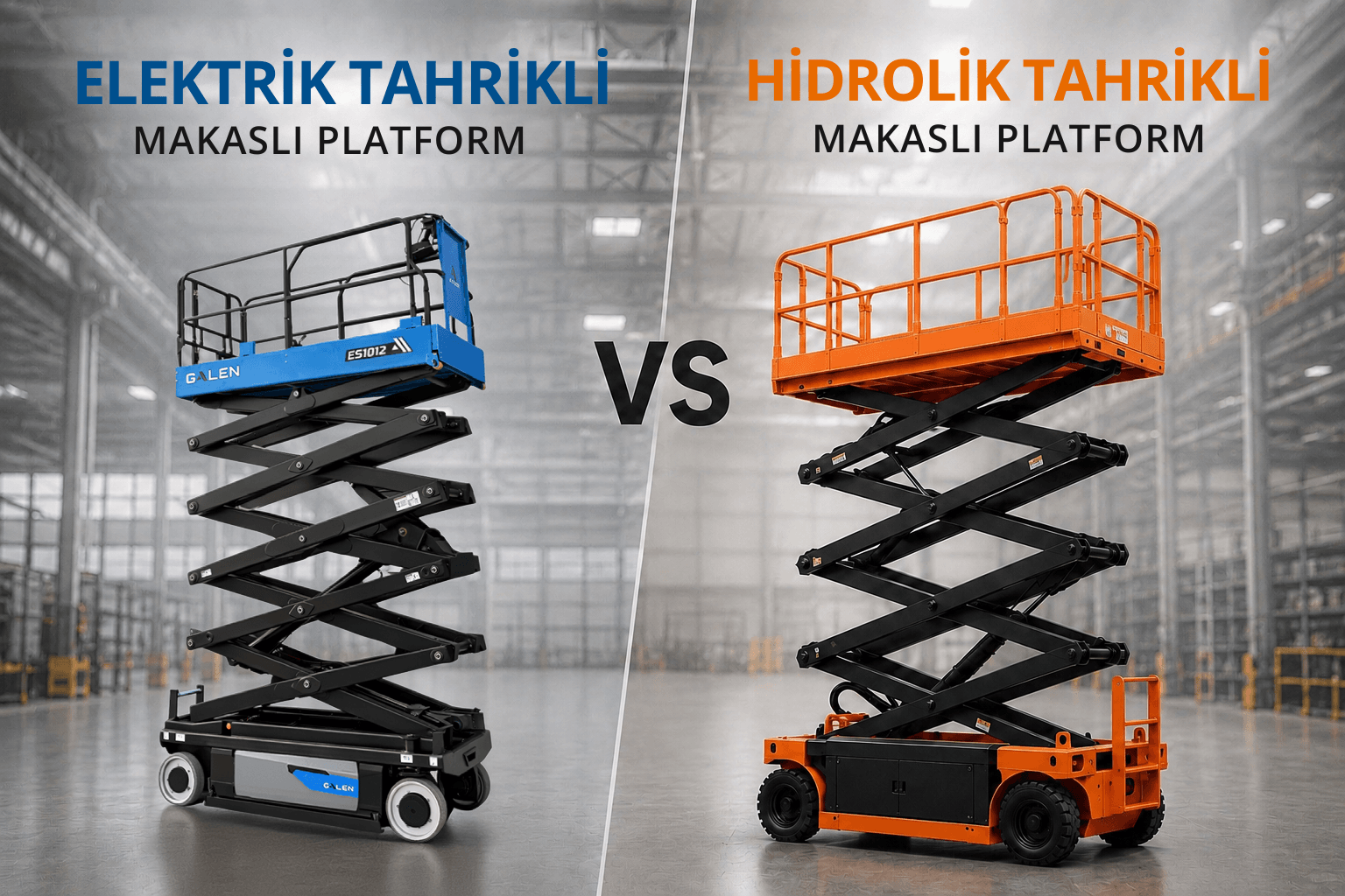 elektrik ve hidrolik makaslı platform