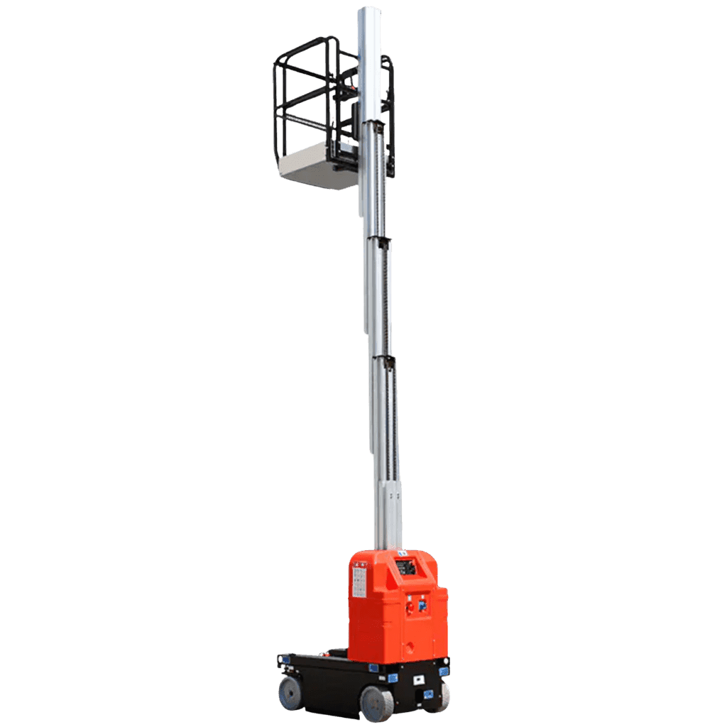 Galen Equipment AMWP7.5 kompakt tek kişilik dikey direkli platform, kapalı alan bakımı için - personel yükseltici platform