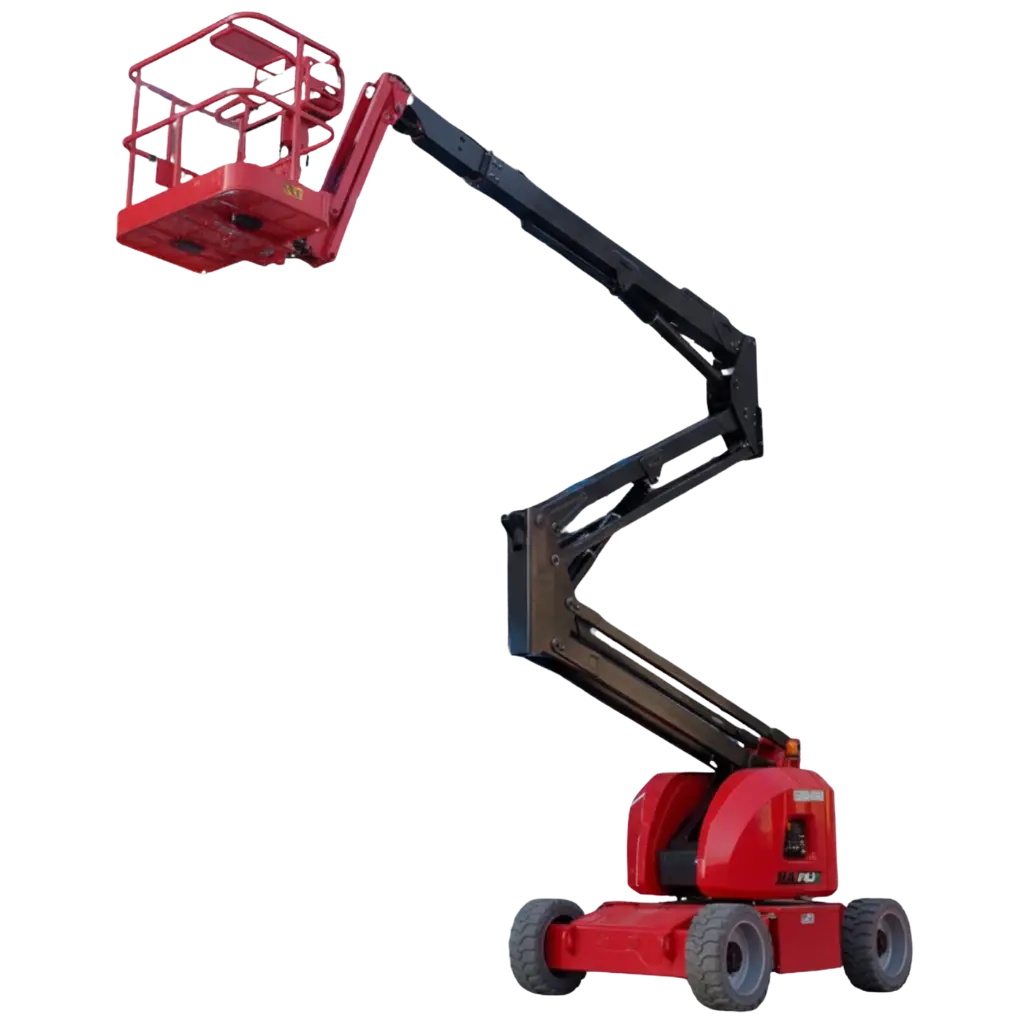 Galen articulated boom lift for working at height around obstacles